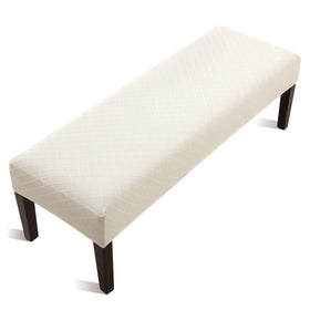 Fuloon stretch jacquard bench cover in beige on-seat protects cushions from spills