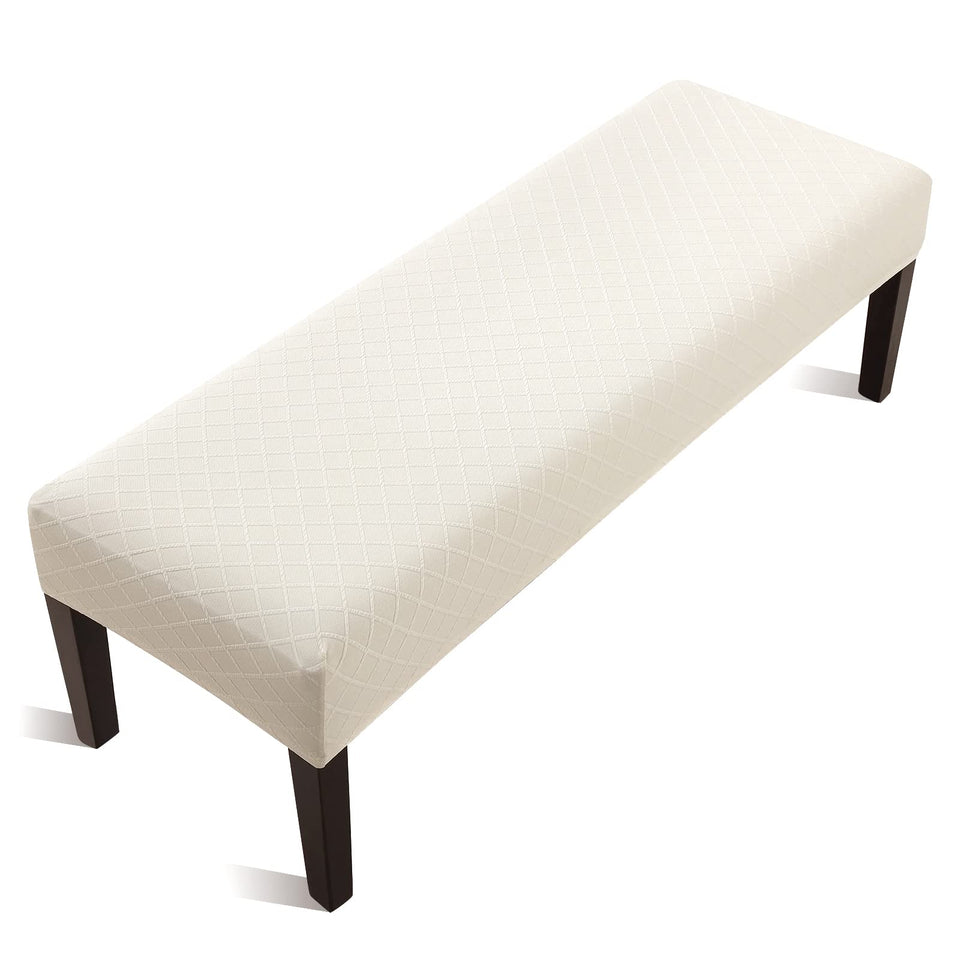 Fuloon stretch jacquard bench cover in beige on-seat protects cushions from spills