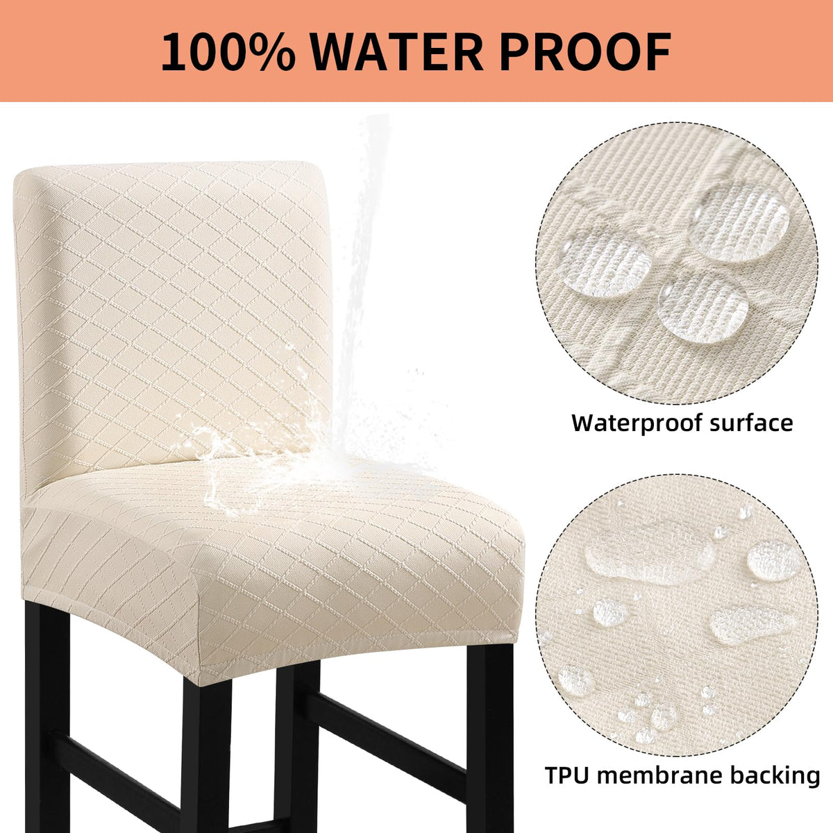 Fuloon universal-fit bar stool cover fits most back heights and seat sizes.