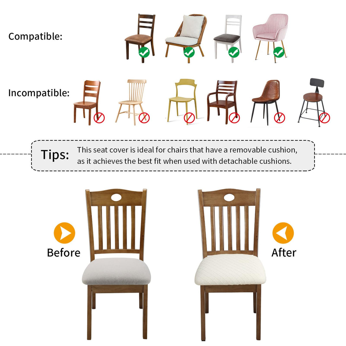 Fuloon wrinkle-resistant stretch fabric maintains chair shape after washing.