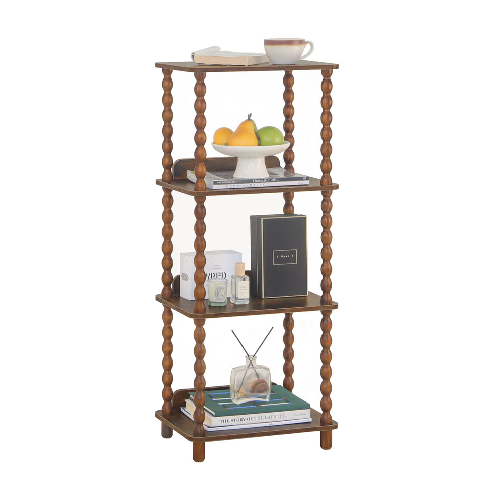 Fultyle 4-tier book shelf with spindle legs for stylish living room storage