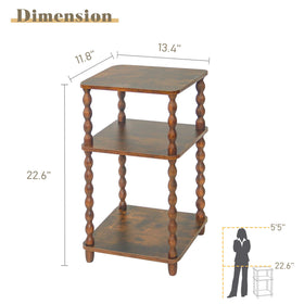 Fultyle night stand features a 3-tier design for versatile small-space storage