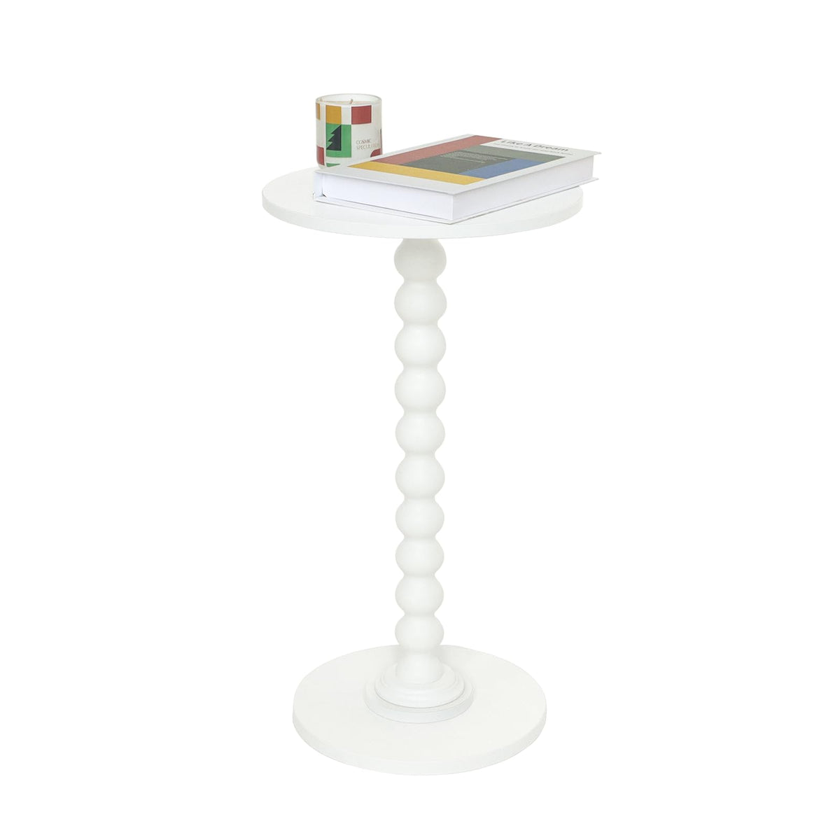 Fultyle round side table with rounded tabletop for safe sofa-side use.
