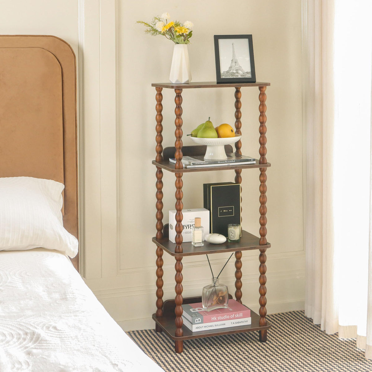Fultyle rustic brown bookcase with solid wood legs offers sturdy organization