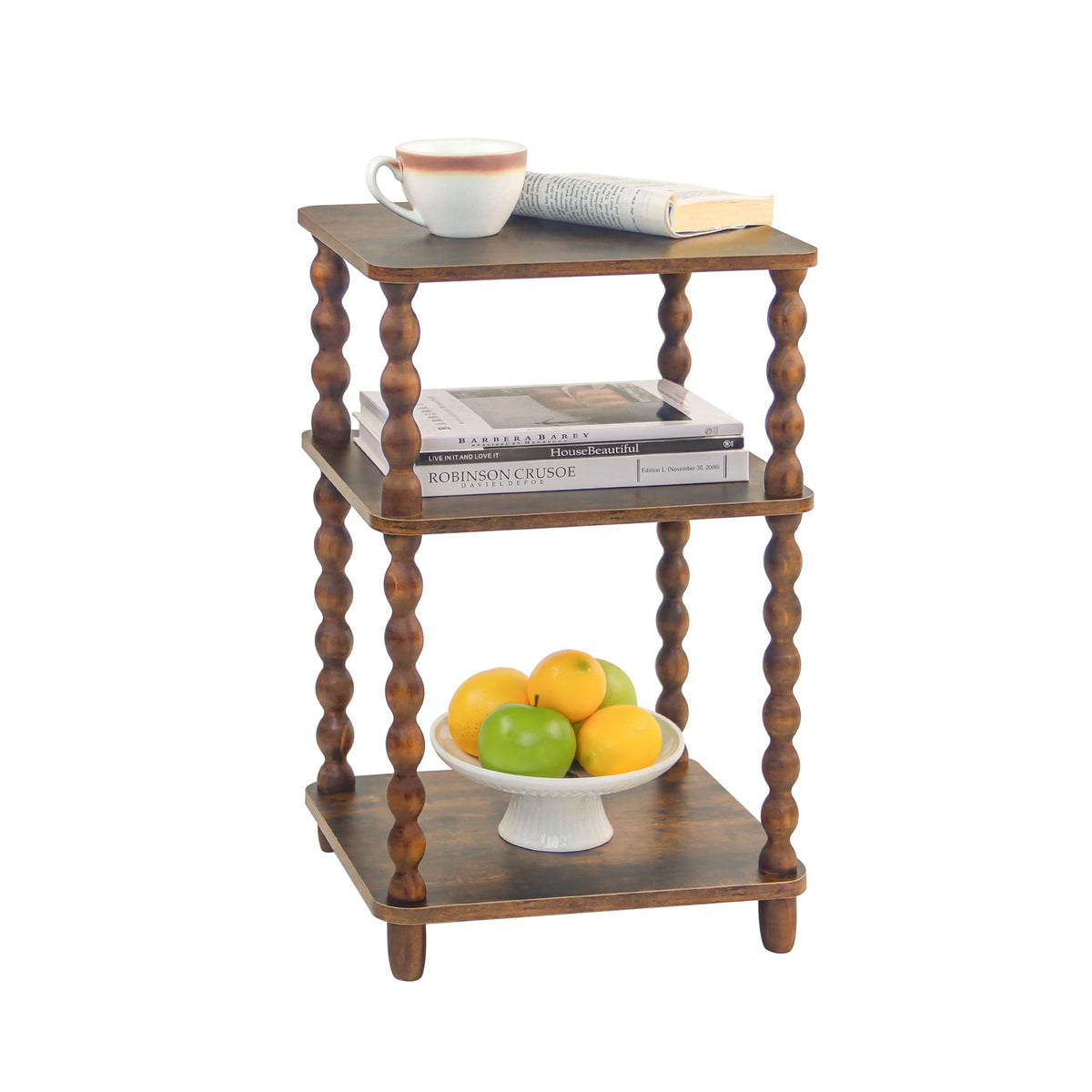 Fultyle side table with spindle legs adds vintage charm and a sturdy surface for drinks