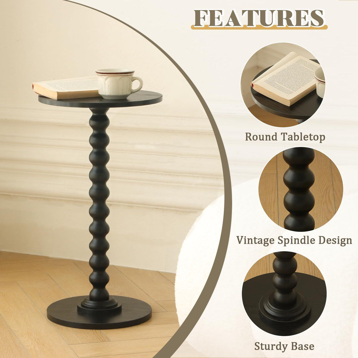 Fultyle small drink table is easy to assemble in minutes without tools.