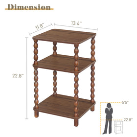 Fultyle 3-tier storage table with top, middle, and bottom shelves