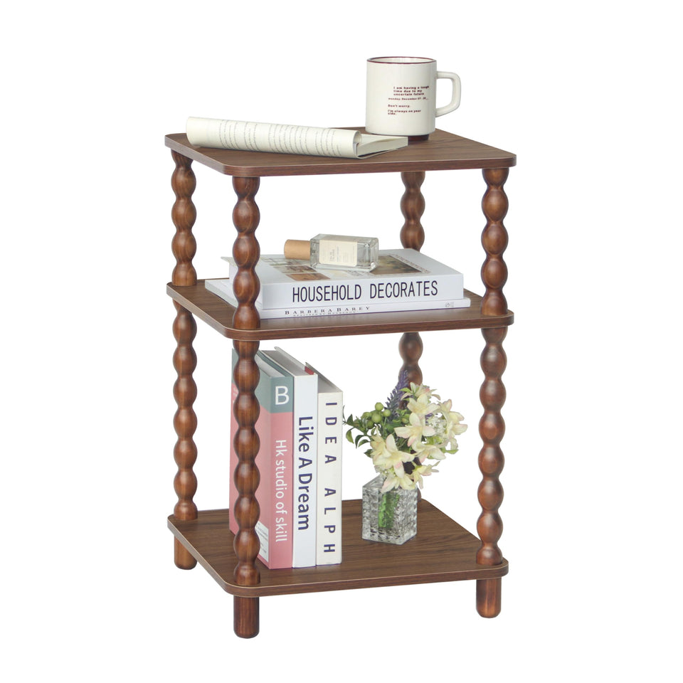 Fultyle small side table in walnut brown, front view for compact living room styling