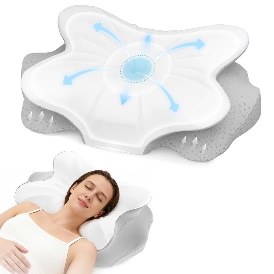 fumacos Cervical Neck Pillow with ergonomic contour supports neck alignment for restful nights.