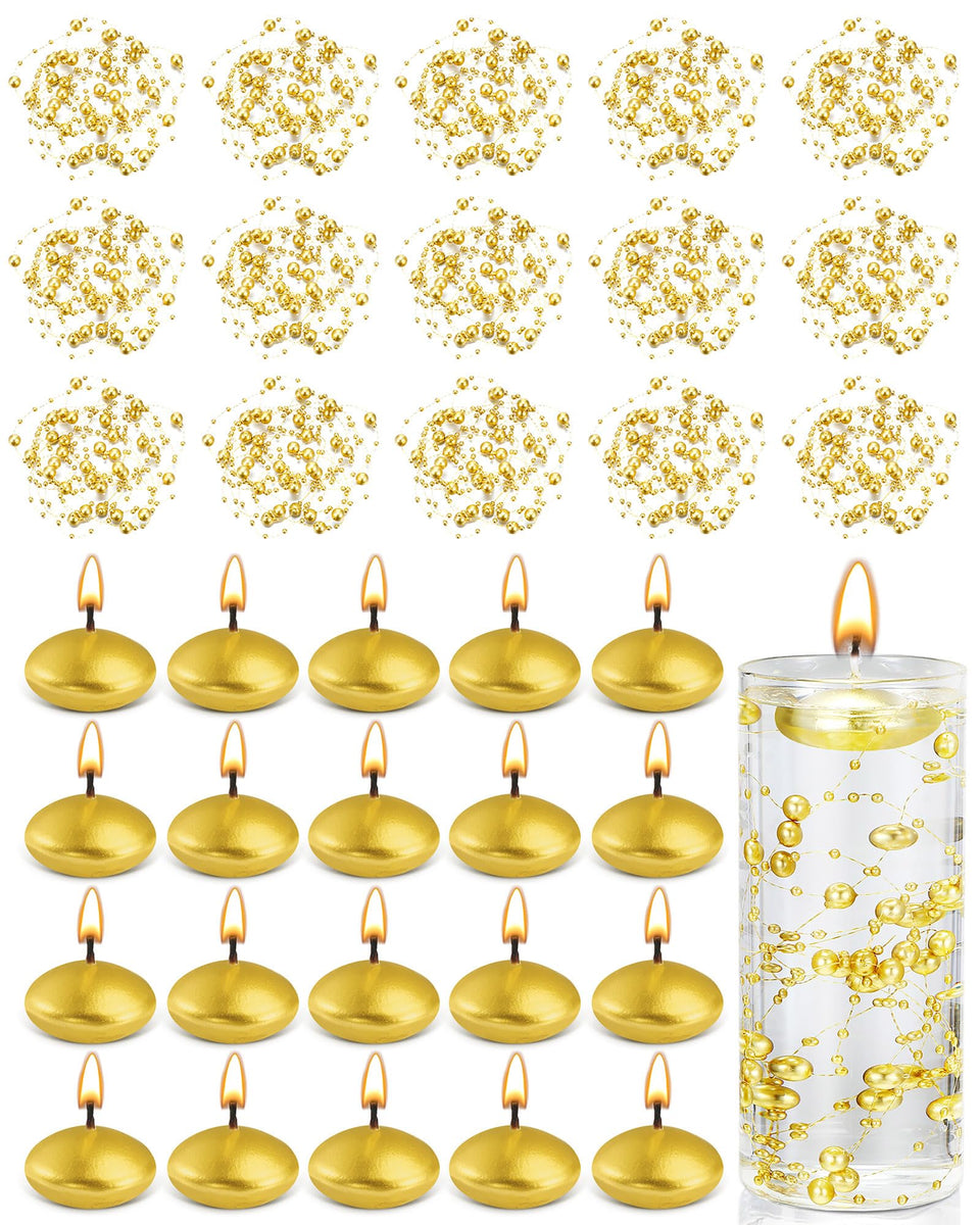 Fumete gold floating candle in water for elegant centerpieces