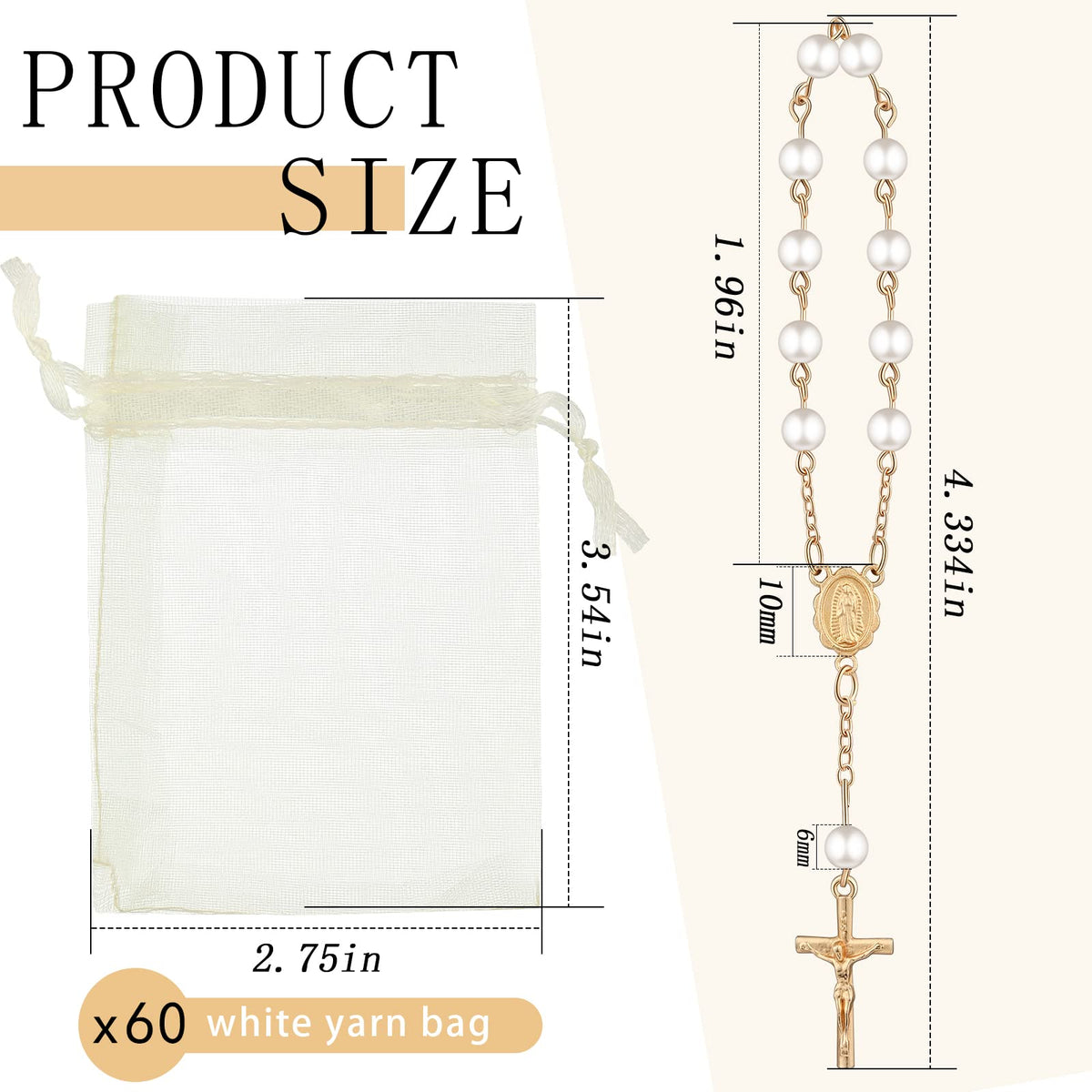 Fumete mini rosary favor featuring gold plated detail for a refined keepsake.