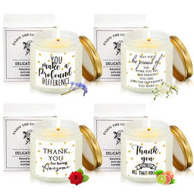 Fumete four-pack thank-you candles in gift-ready packaging for thoughtful appreciation.