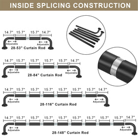 Fumlyate spliced iron pipes connect securely for stable curtain support.