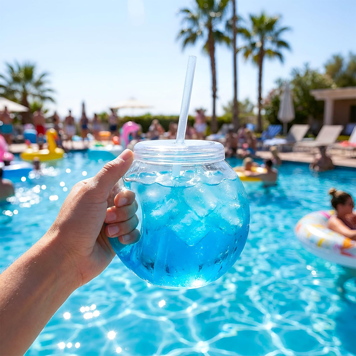 Fun Express durable plastic cups designed for repeated use at events.