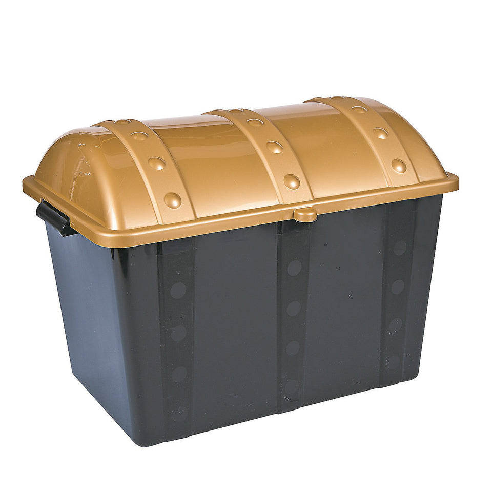 Fun Express treasure chest black and gold design ideal for classroom prize storage