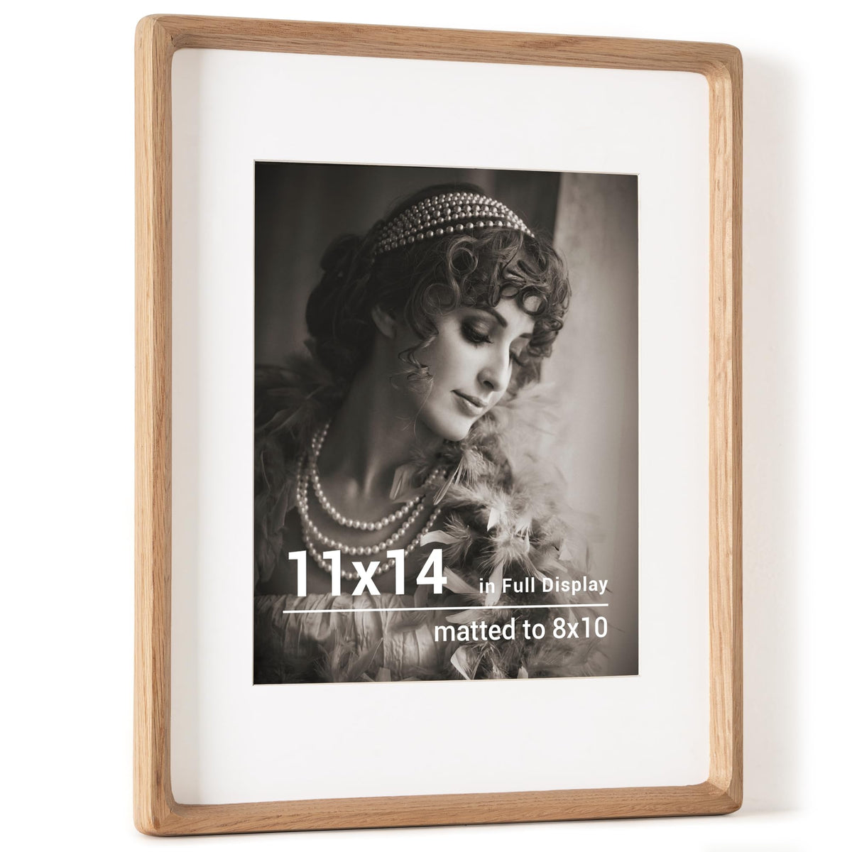 Fun Memories 11x14 oak frame close-up reveals rich grain and natural finish.
