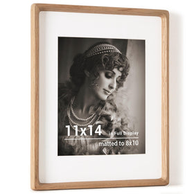 Fun Memories 11x14 oak frame close-up reveals rich grain and natural finish.