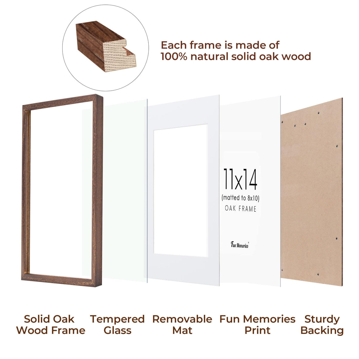 Fun Memories walnut finish 11x14 wood frame for posters