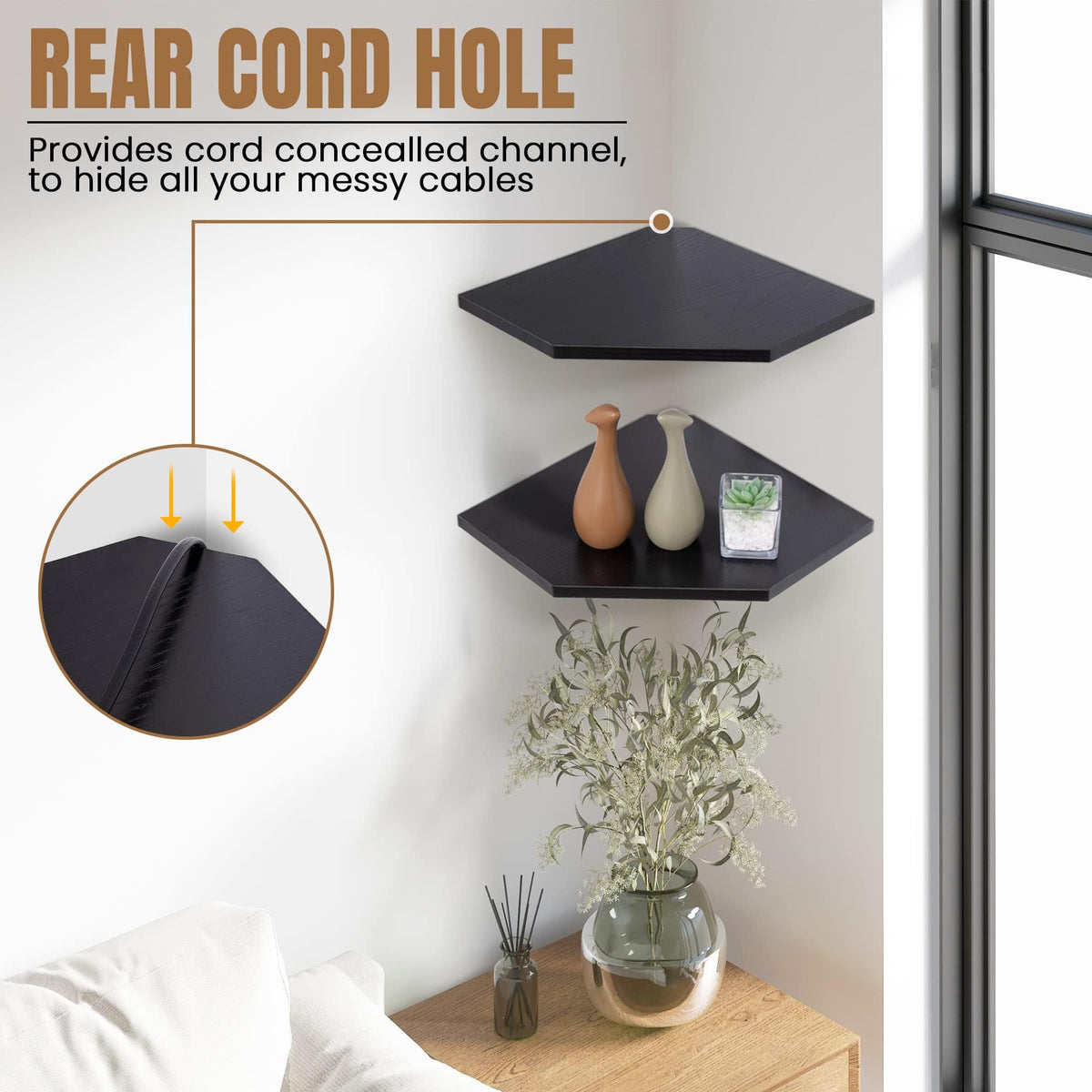 Fun Memories corner shelf wall mount set 2 enhances bedroom and living room decor.