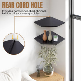 Fun Memories corner shelf wall mount set 2 enhances bedroom and living room decor.