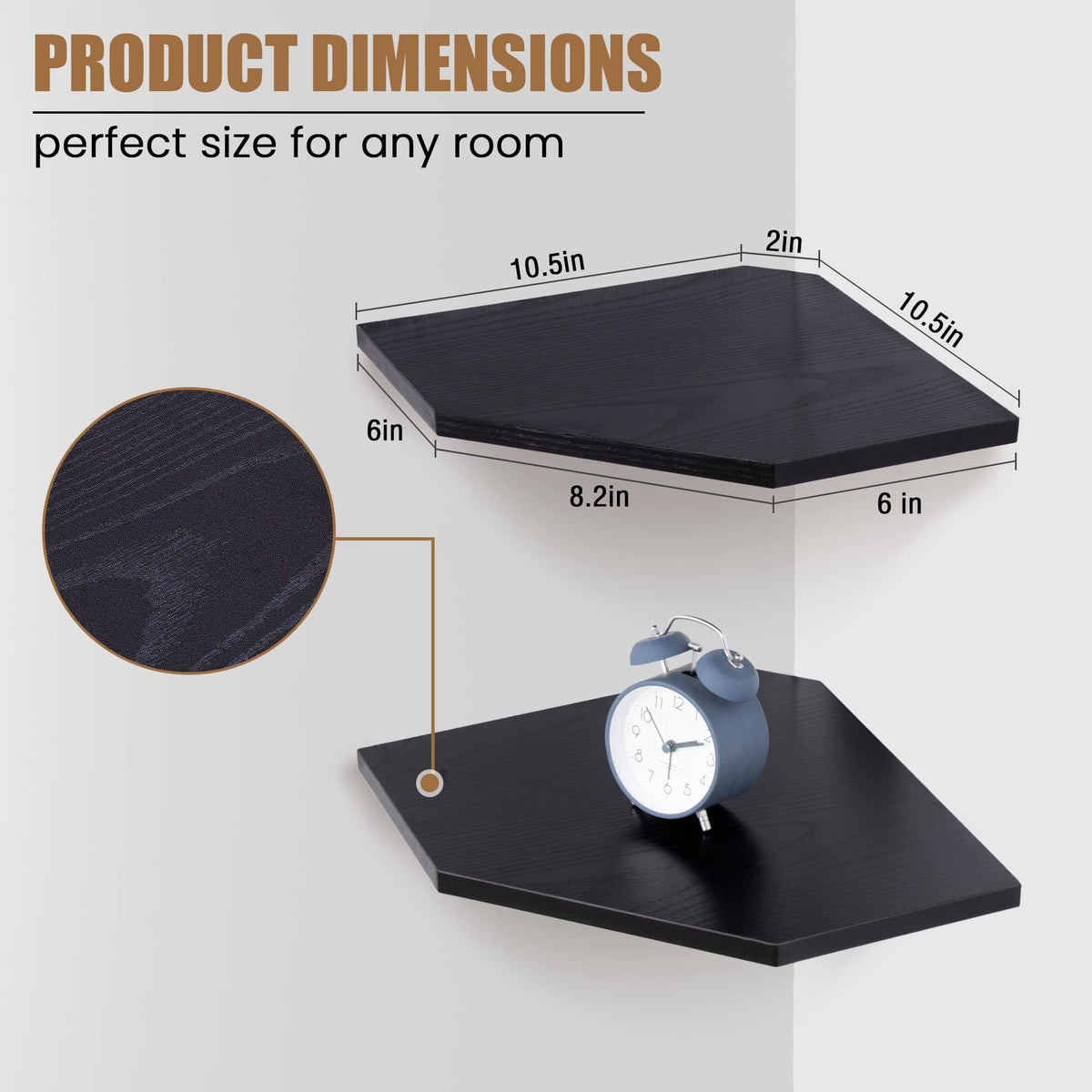 Fun Memories corner shelf wall mount set 2 mounted corner display in a living room.