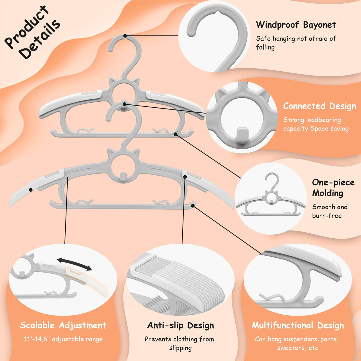 Funamily 6-clips on hangers for socks and towels
