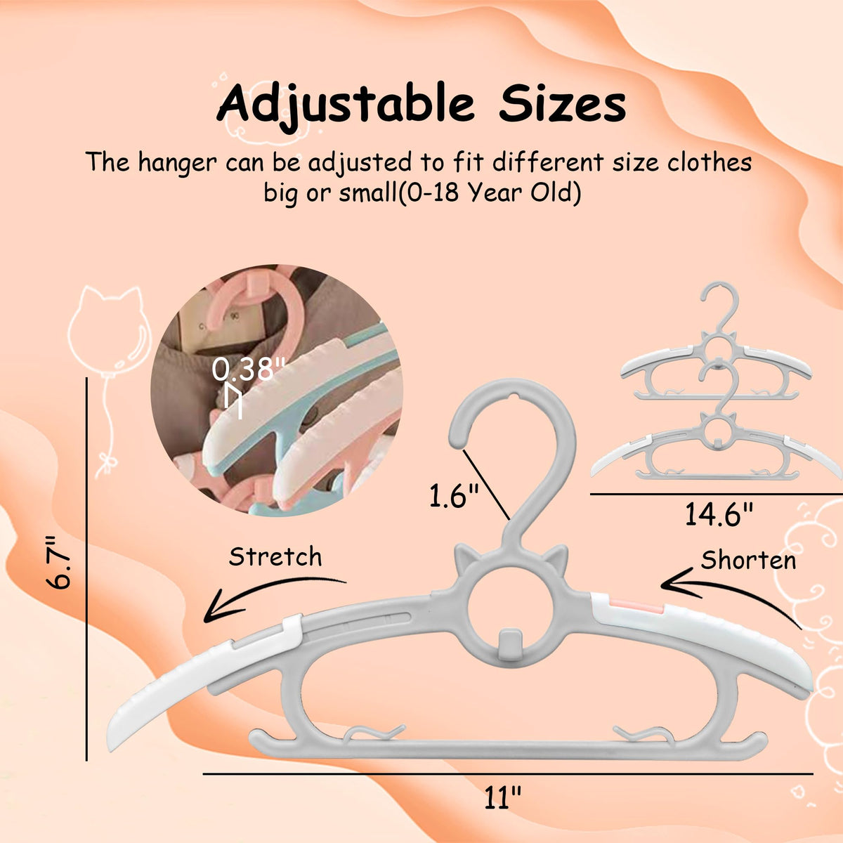 Funamily anti-slip hanger shoulders keep baby clothes in place