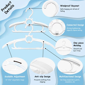 Funamily hangers offer double hooks to hang pants and tops.