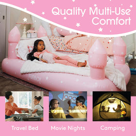 FUNBOY Pink Castle Twin with flocked surface for cozy kids' nights