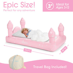 FUNBOY Pink Castle Twin bed with rapid valves for quick inflation and deflation