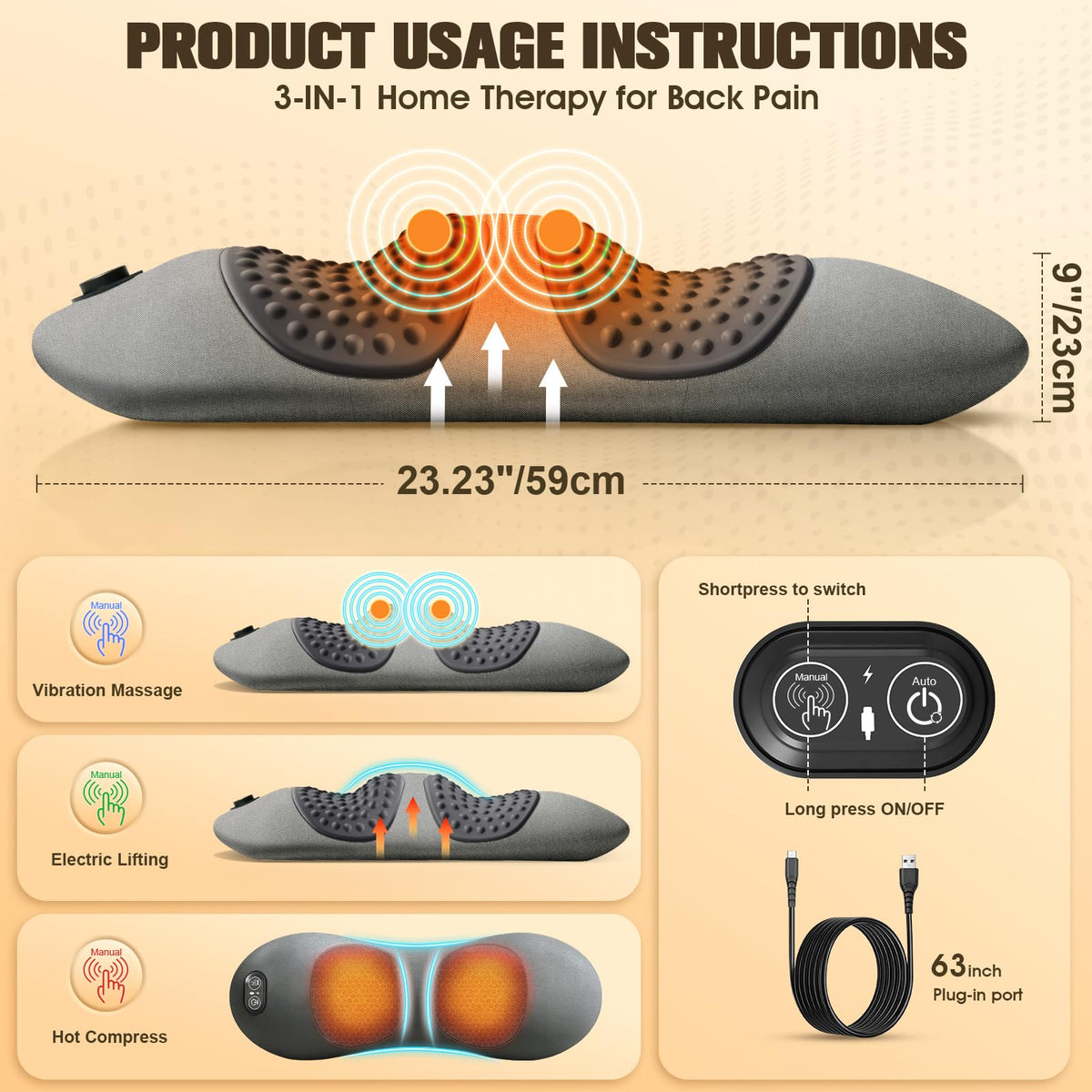 FunBy triple fusion massager with traction eases stiffness during sessions.