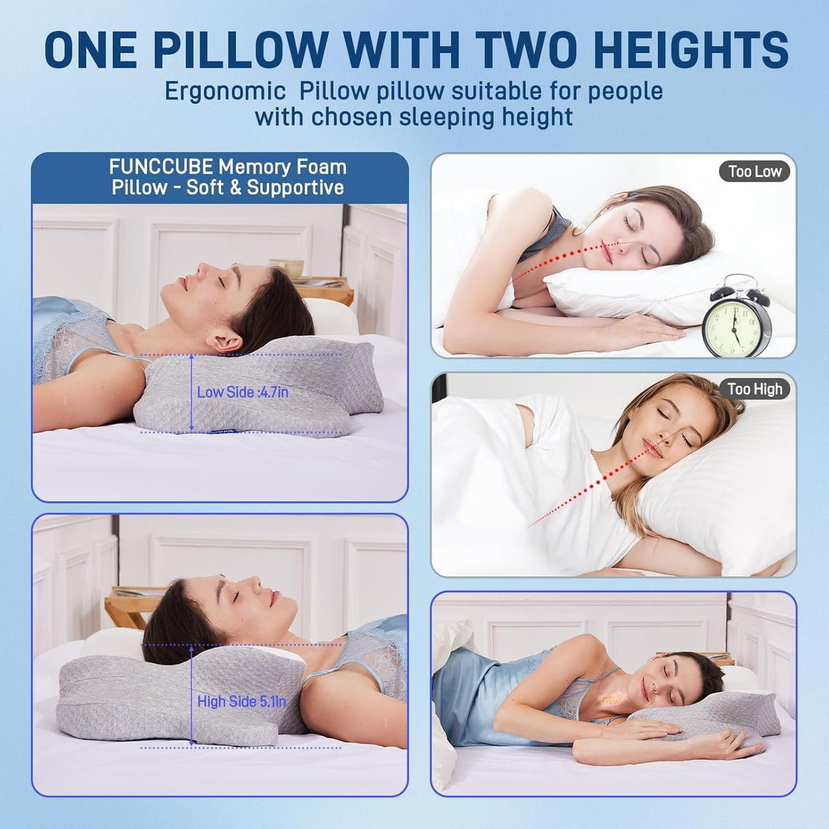 Funcube Back Sleepers Support sustains neck and shoulder alignment during rest.
