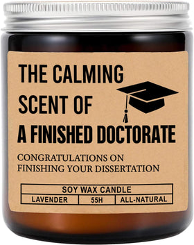 FundingCharlee finished-doctorate candle in a jar with lavender aroma for relaxation.