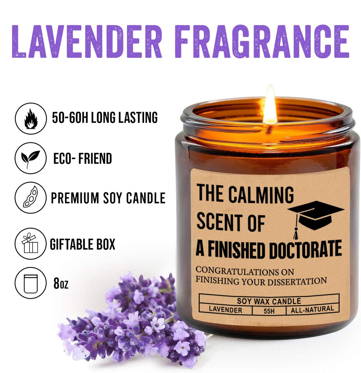 FundingCharlee lavender-scent soy wax candle promotes calm during study or sleep.