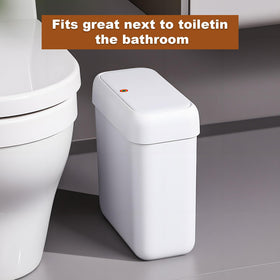 Touch-open lid on the Funest 3 gal can for easy disposal.