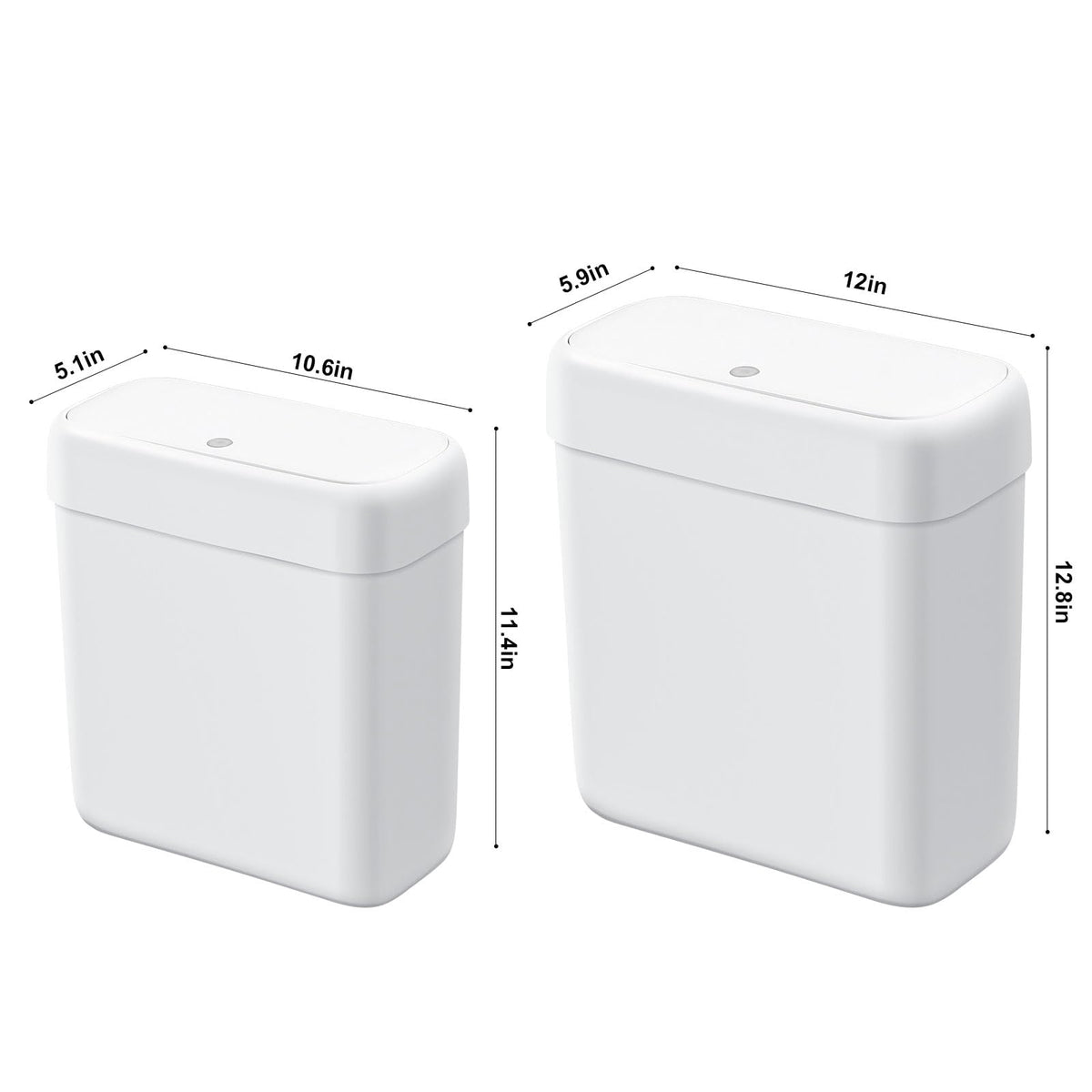 White Funest RV bathroom trash can ideal for small spaces.