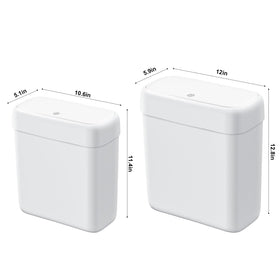 White Funest RV bathroom trash can ideal for small spaces.