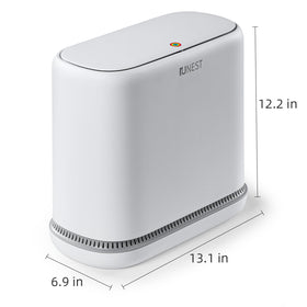 Funest trash can used in bathroom, office, and bedroom scenarios