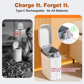 Funest trash can with bag-holding design keeps liners taut and leaks minimized.