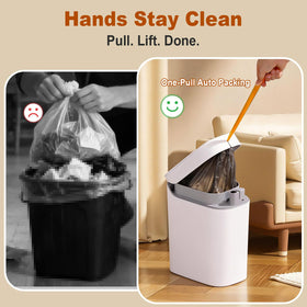 Funest trash can with quiet-close hinge reduces disturbance in bedroom or office.