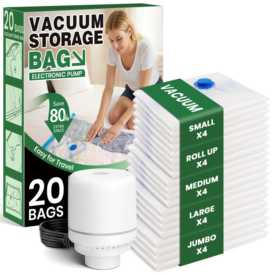 FUNFERY vacuum bags with pump for easy sealing and space-saving packing.