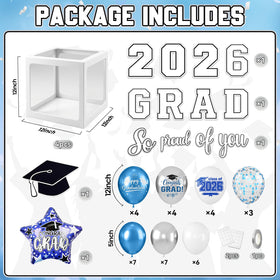 FunHot 12-inch printed balloons in blue, silver, and white for festive accents
