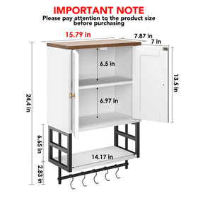 Adjustable shelves inside the FUNHUKSON cabinet adapt to tall bottles.