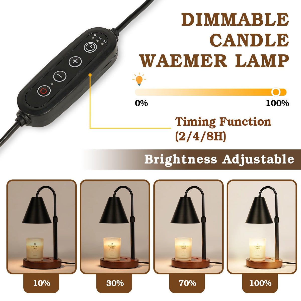 Funistree Candle Warmer Lamp brightness control for tailored scent intensity