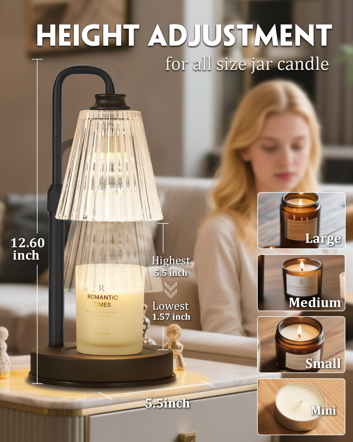 Height-adjustable Funistree warmer fits all jar sizes for flexible use.