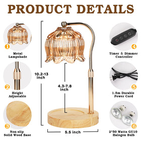 Funistree candle warmer lamp adjustable height for flexible jar candle fit