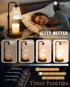 Funistree warmer demonstrates jar candle fit for various jar sizes and shapes.
