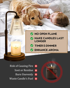 Living room setting shows Funistree warmer as stylish home decor with warm glow.
