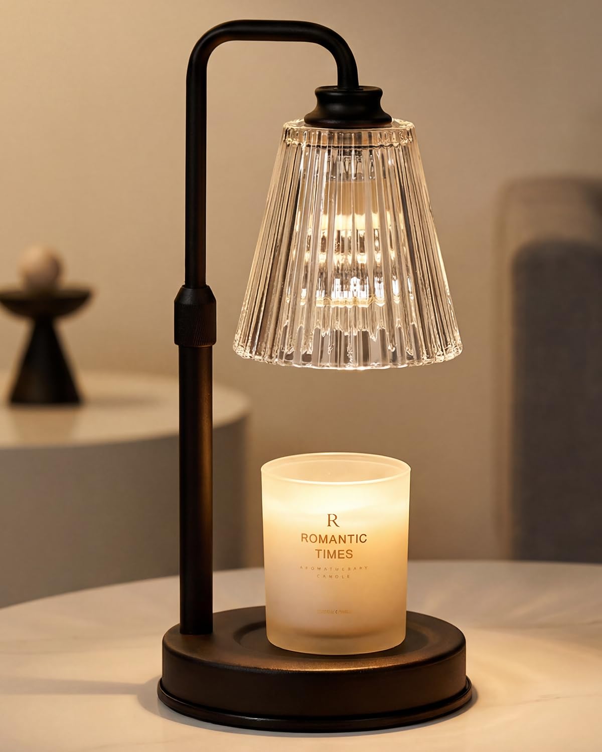 Funistree Candle Warmer Lamp with timer—top view; safe, flame-free fragrance release.