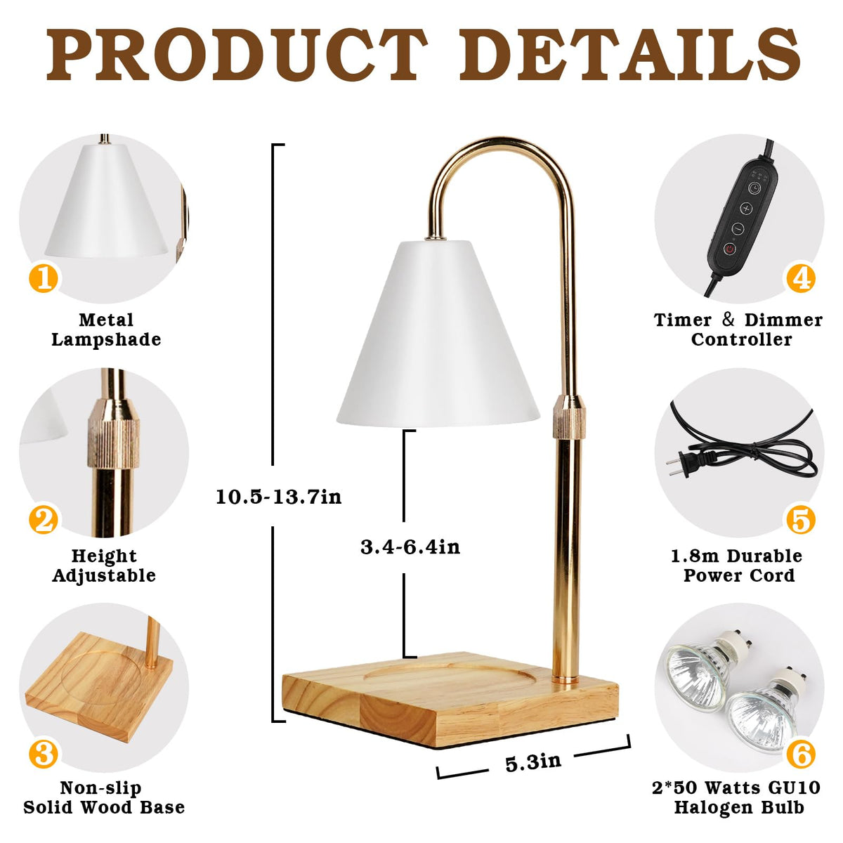 Funistree candle warmer lamp with timer and dimmer for flexible mood